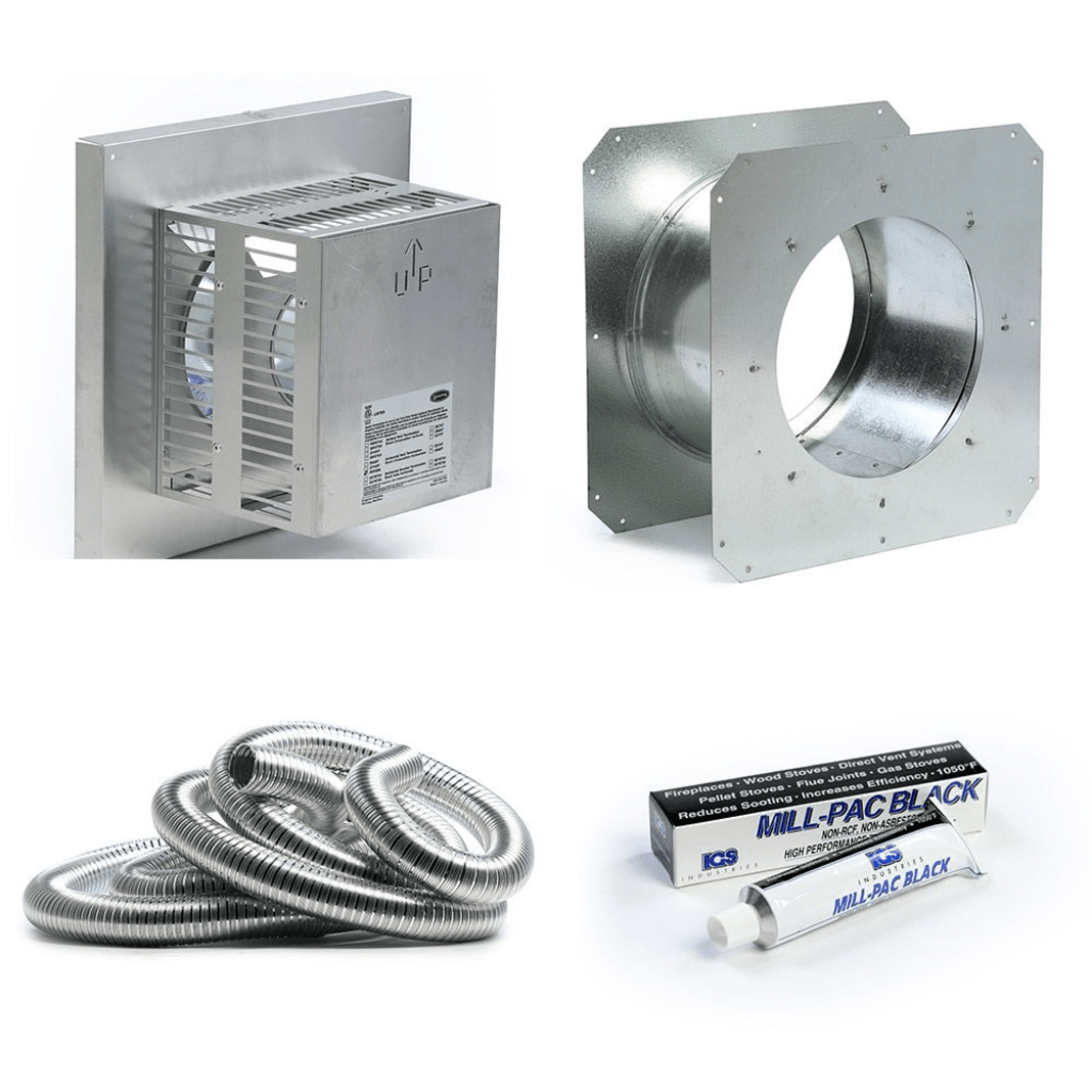 Kingsman 36" Flex Pipe Horizontal Square Termination Vent Starter Kit