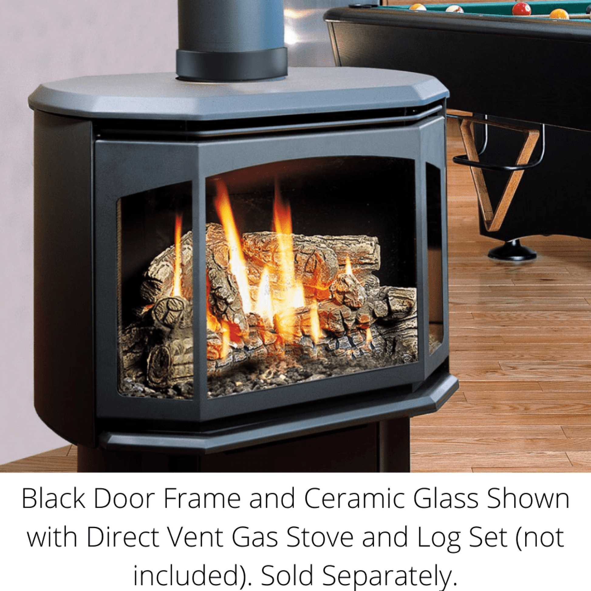 Kingsman Black Door Frame and Ceramic Glass for FDV350 Direct Vent Gas Stove