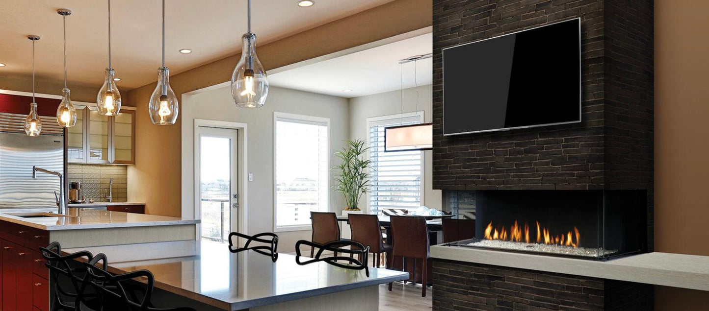 Kingsman Enclave 48" Intermittent Pilot Proflame 2, Natural Gas Direct Vent Bay Peninsula Linear Fireplace