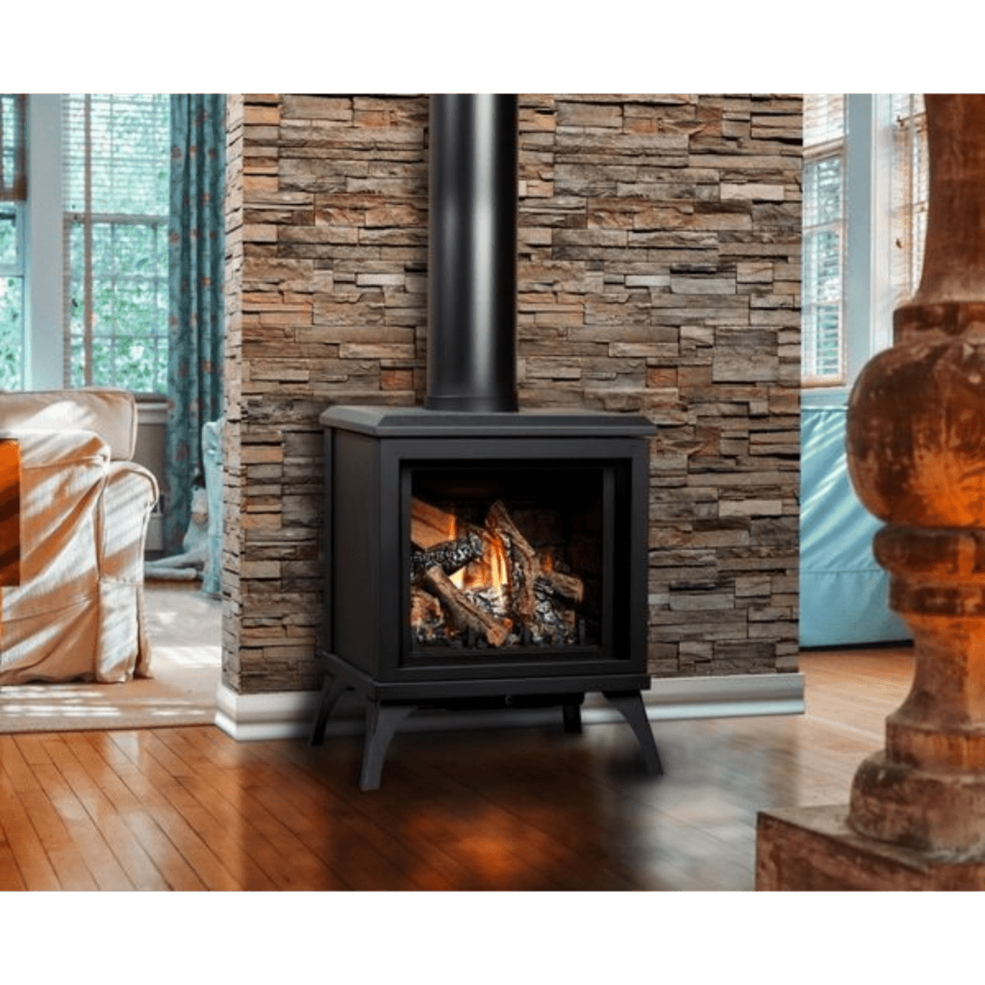 Kingsman FDV200S 23" Freestanding Millivolt Control, Natural Gas Direct Vent Stove