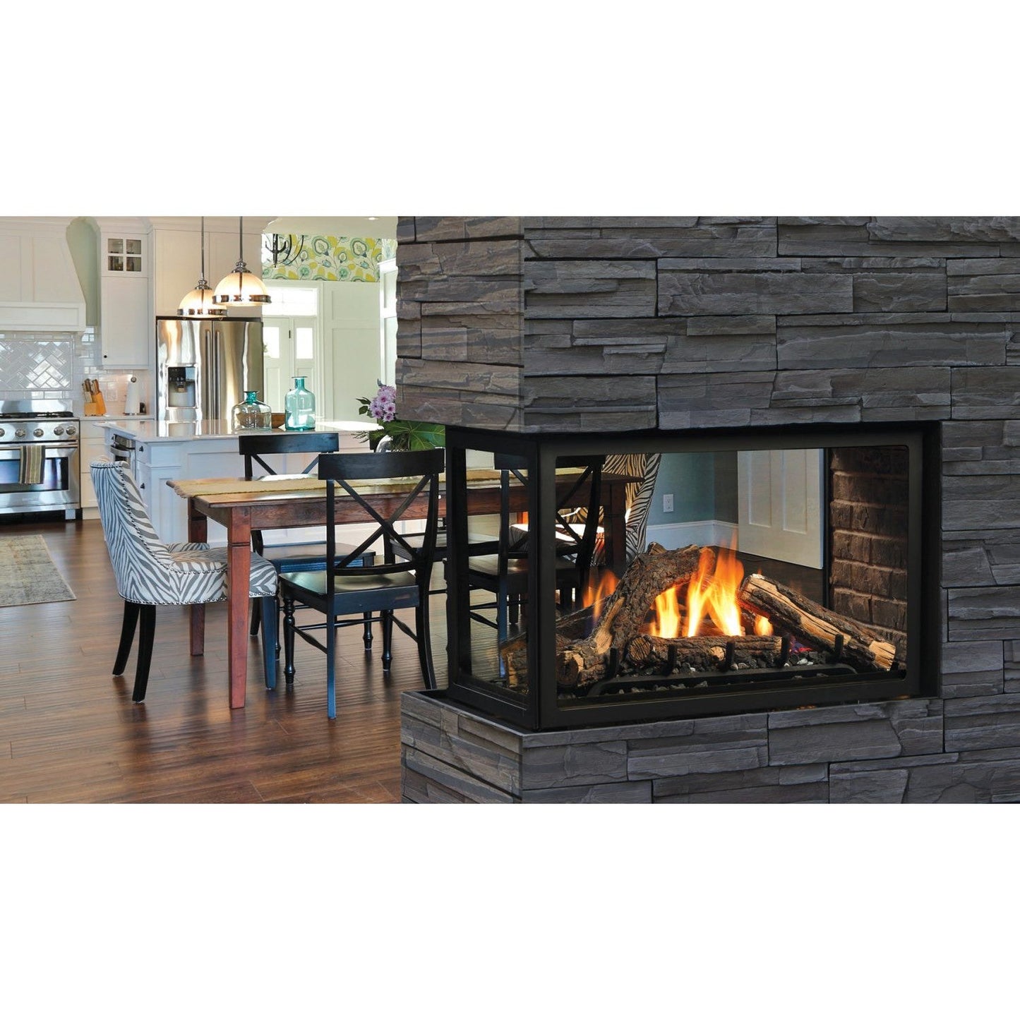 Kingsman MCVP42 43" Multi Sided Clean View Millivolt Control, Natural Gas Direct Vent Peninsula Fireplace