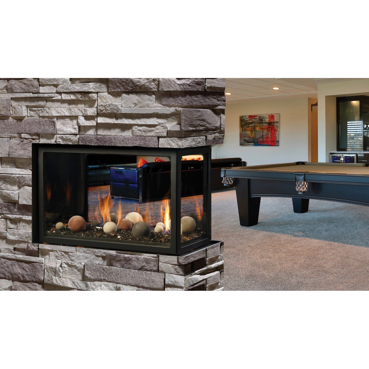 Kingsman MCVP42 43" Multi Sided Clean View Millivolt Control, Propane Gas Direct Vent Peninsula Fireplace