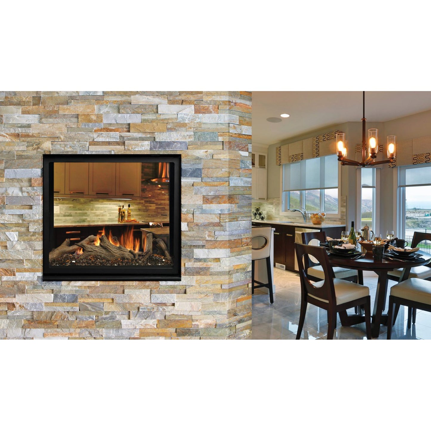 Kingsman MCVST42 43" Zero Clearance Millivolt Control, Propane Gas Direct Vent See Through Fireplace