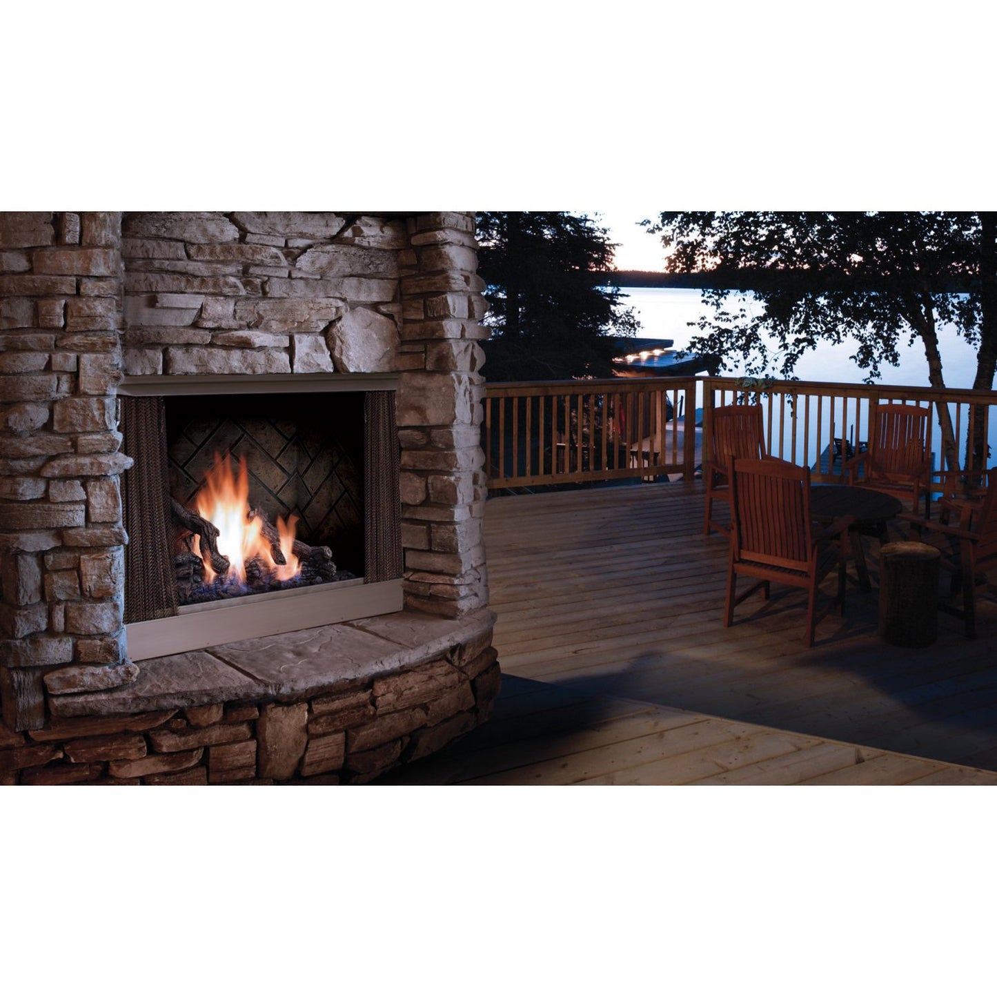 Kingsman OFP42 42" Zero Clearance Stainless Steel, Millivolt Control Natural Gas Outdoor Fireplace