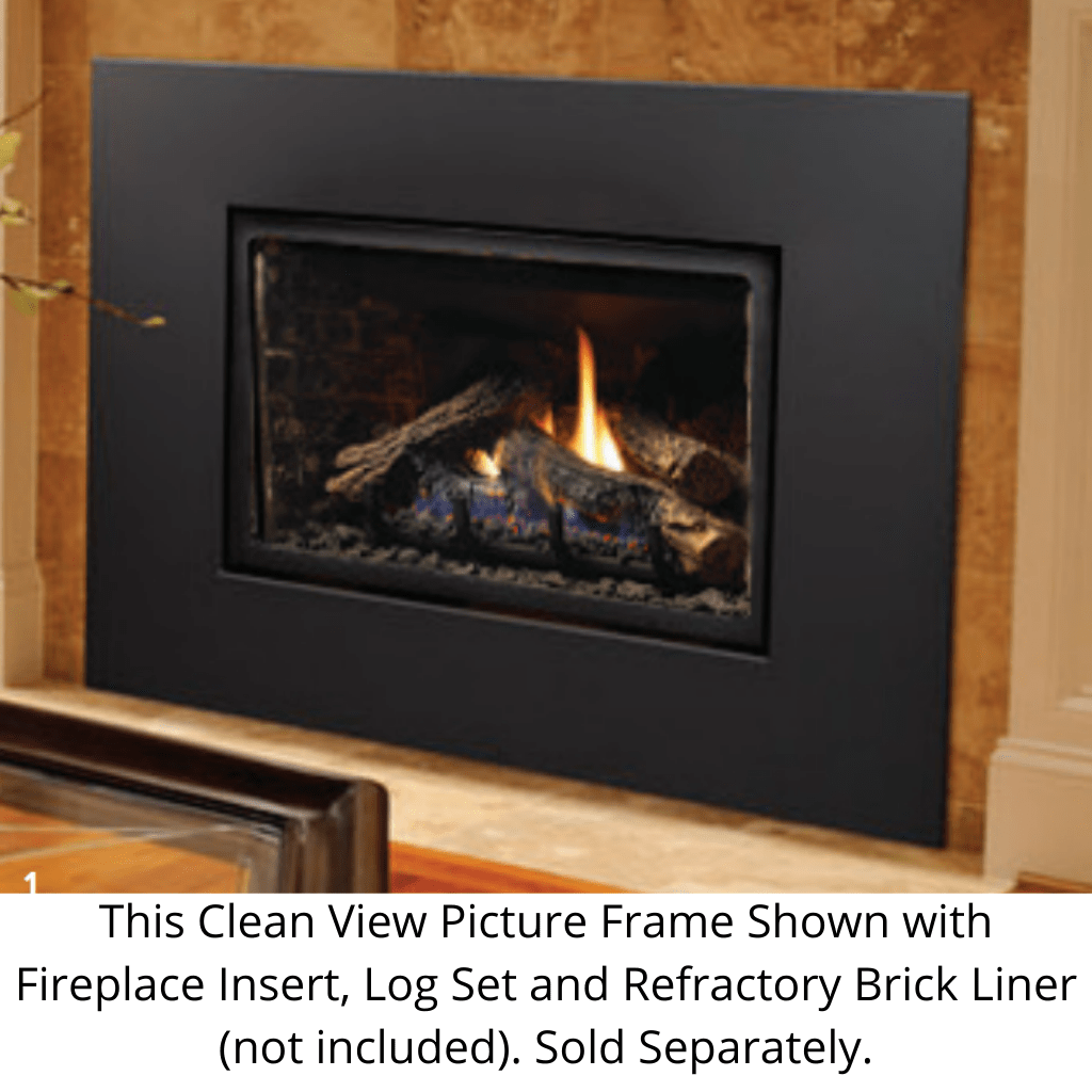 Kingsman Wide Clean View Picture Frame Front in Black for IDV26 Series Fireplace Inserts