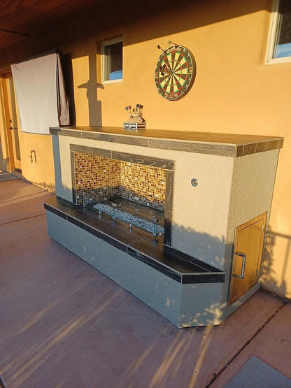 Kokomo Entertainer 84" Natural Gas Fireplace With Fire Glass Burner Insert