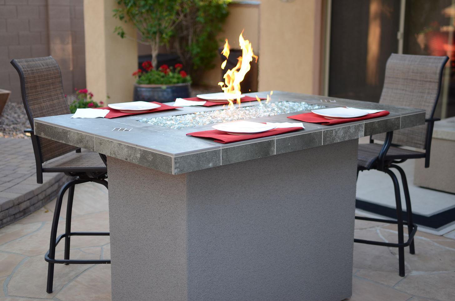 Kokomo Entertainer Bar 72" Natural Gas Fire Pit Table With Fire Glass