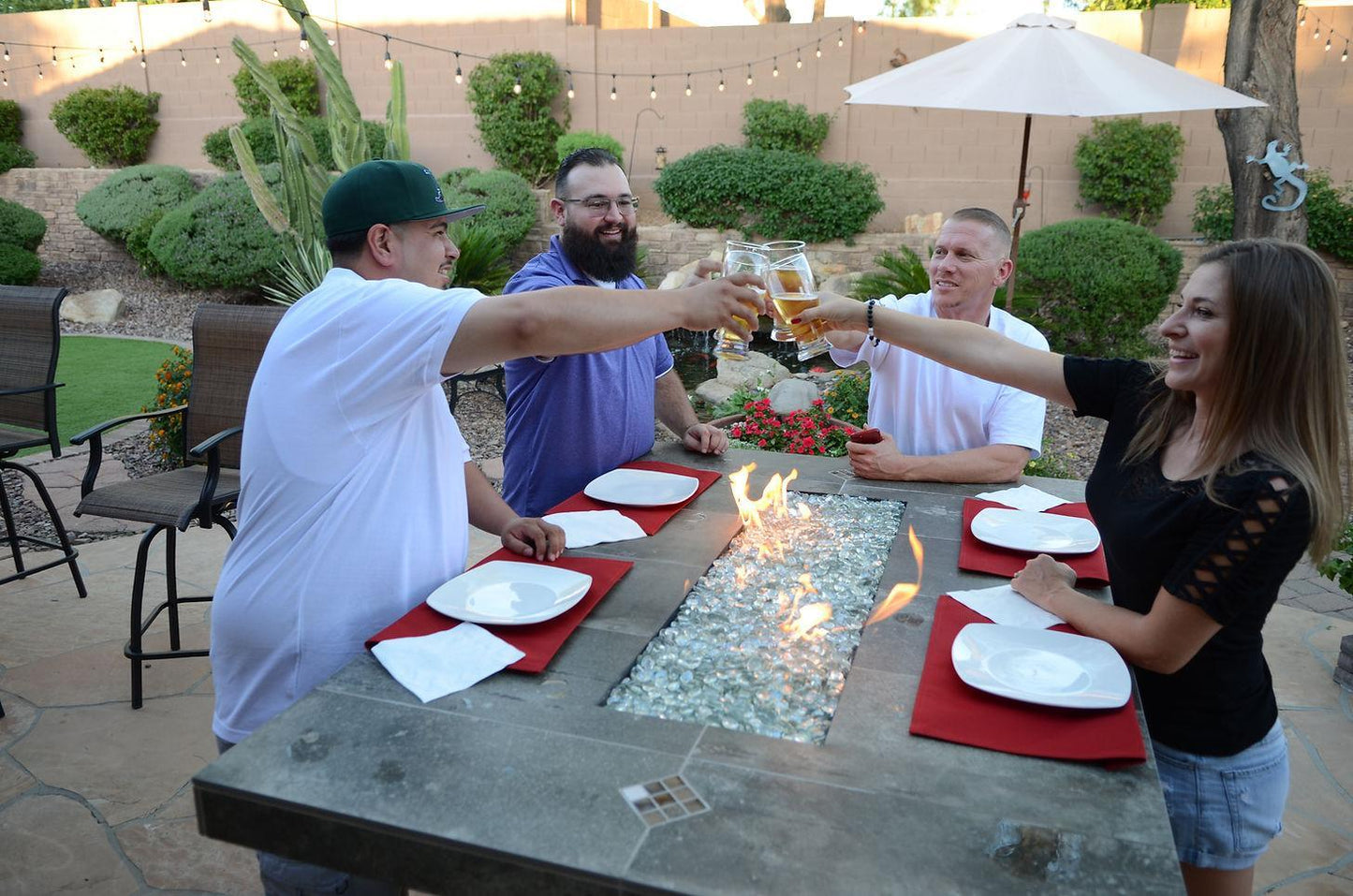 Kokomo Grills Entertainer Bar 72" Liquid Propane Gas Fire Pit Table With Fire Glass