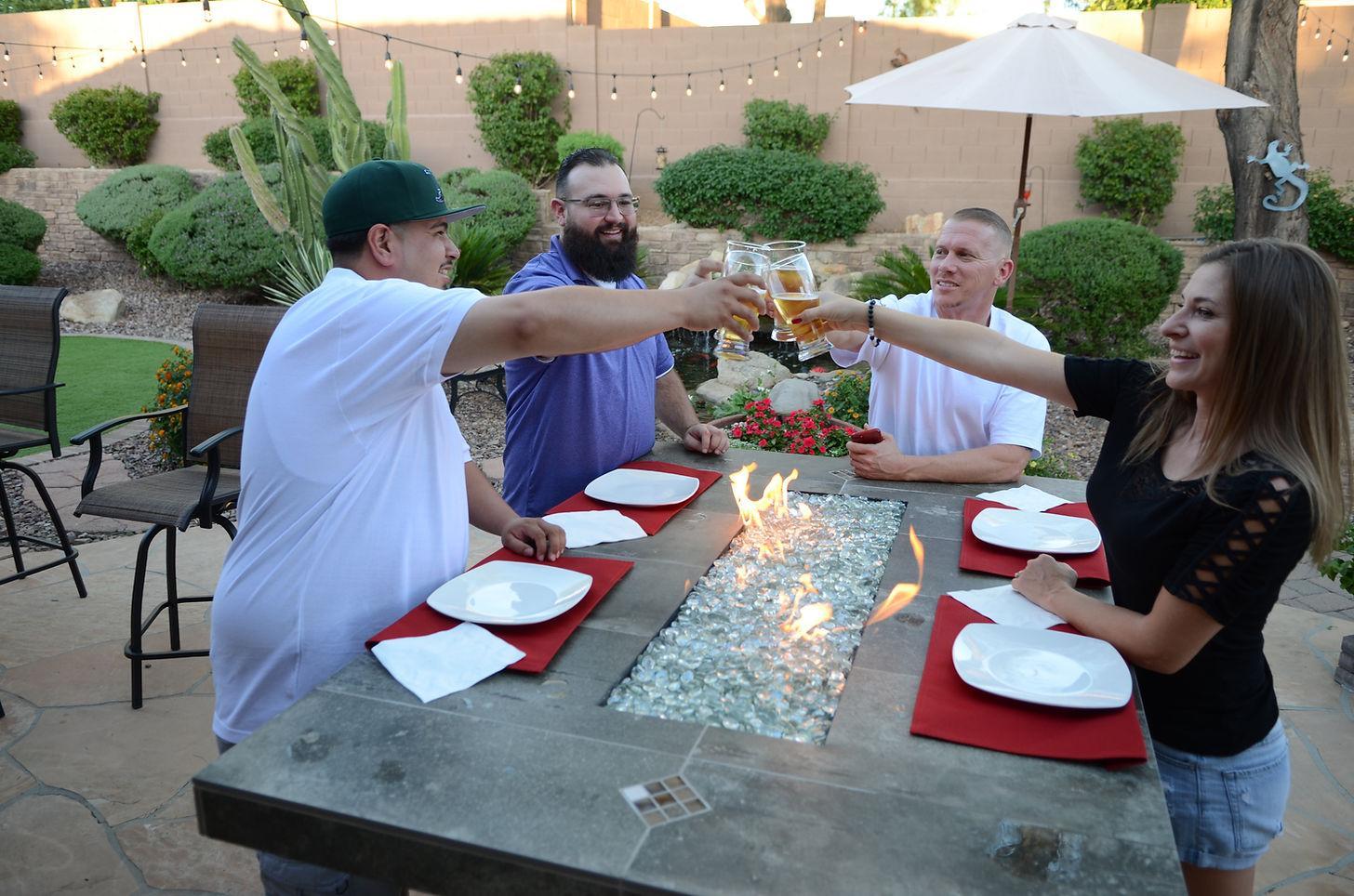 Kokomo Grills Entertainer Bar 72" Liquid Propane Gas Fire Pit Table With Fire Glass