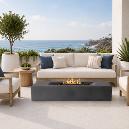PyroMania Laguna 72" x 30" Charcoal Finish Liquid Propane Outdoor Rectangle Fire Pit Table
