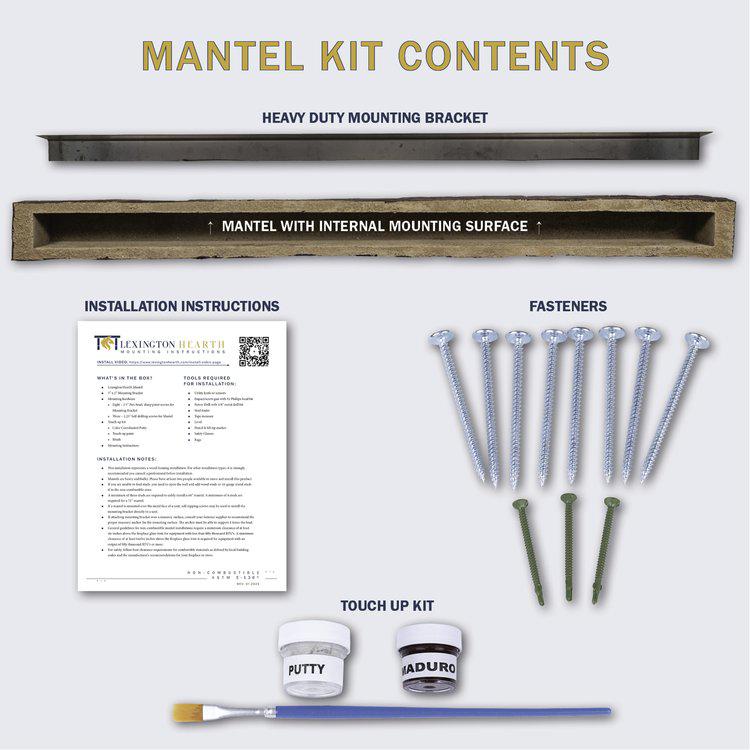 Lexington Hearth Cabin Pine 72" Non-Combustible Roasted Chestnut Mantel Shelf Kit