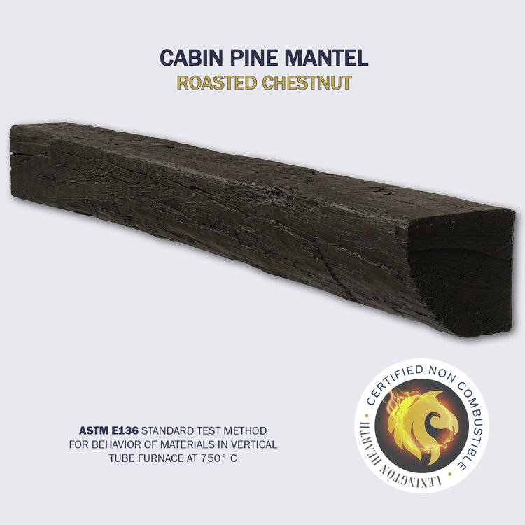 Lexington Hearth Cabin Pine 72" Non-Combustible Roasted Chestnut Mantel Shelf Kit