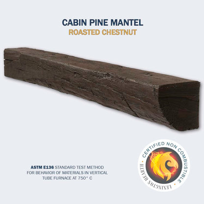 Lexington Hearth Cabin Pine 72" Non-Combustible Roasted Chestnut Mantel Shelf Kit