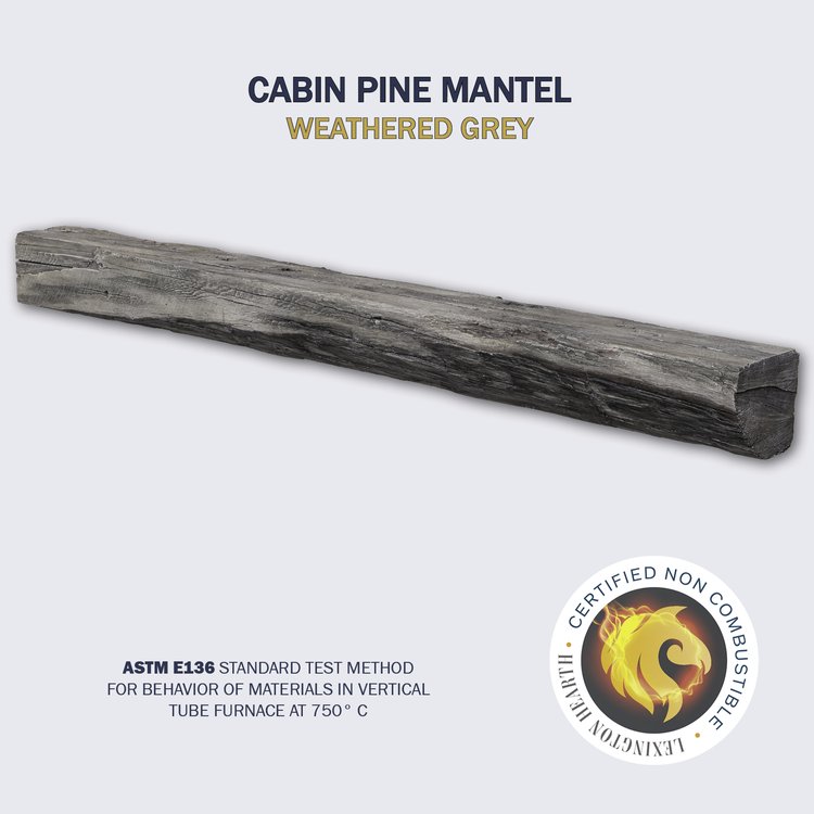 Lexington Hearth Cabin Pine 72" Non-Combustible Weathered Gray Mantel Shelf Kit