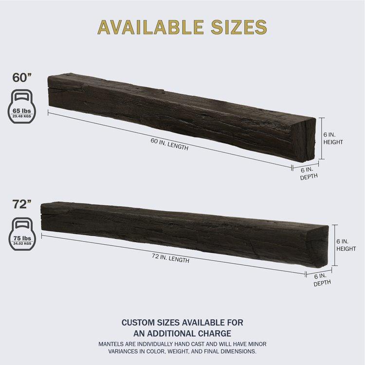 Lexington Hearth Cabin Pine 72" Non-Combustible Weathered Gray Mantel Shelf Kit