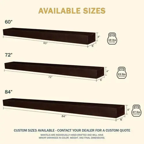Lexington Hearth Classic 60" Honey Oak Wood Mantel Shelf Kit