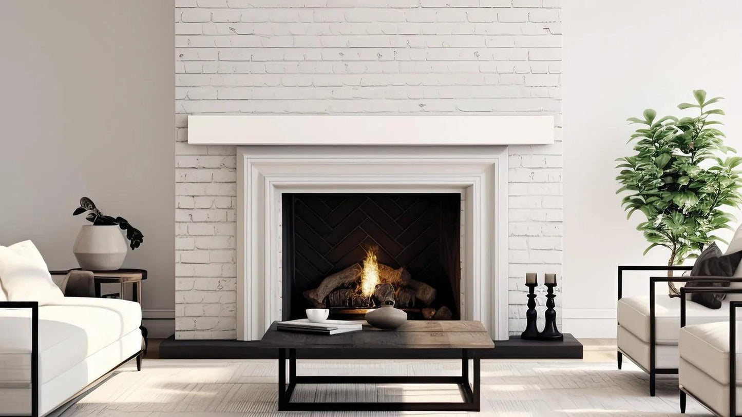 Lexington Hearth Classic 60" Luna White Wood Mantel Shelf Kit