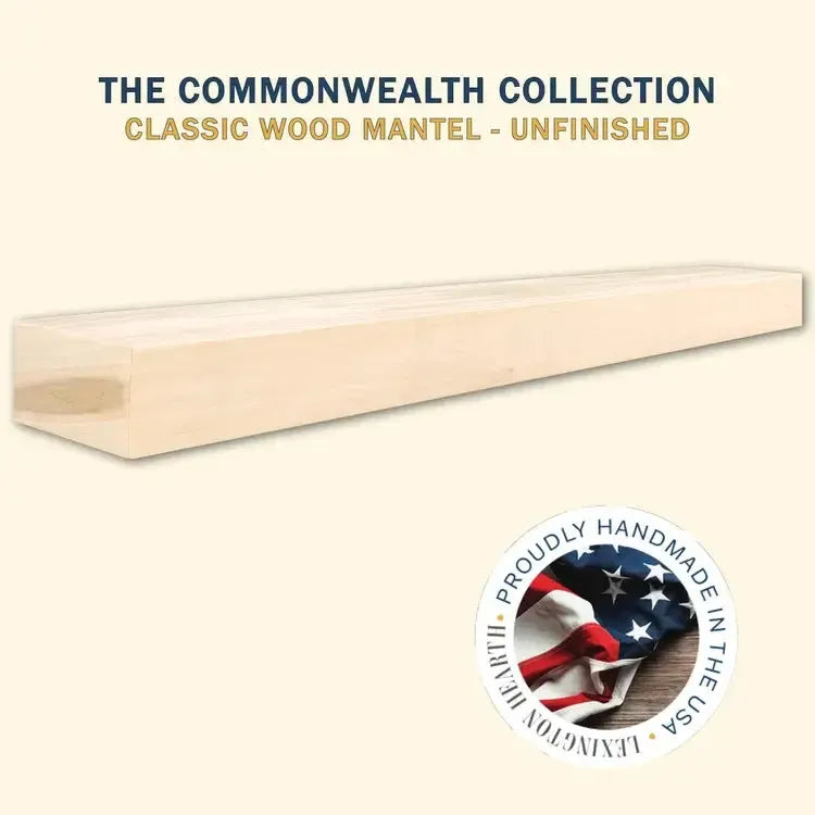Lexington Hearth Classic 60" Unfinished Wood Mantel Shelf Kit