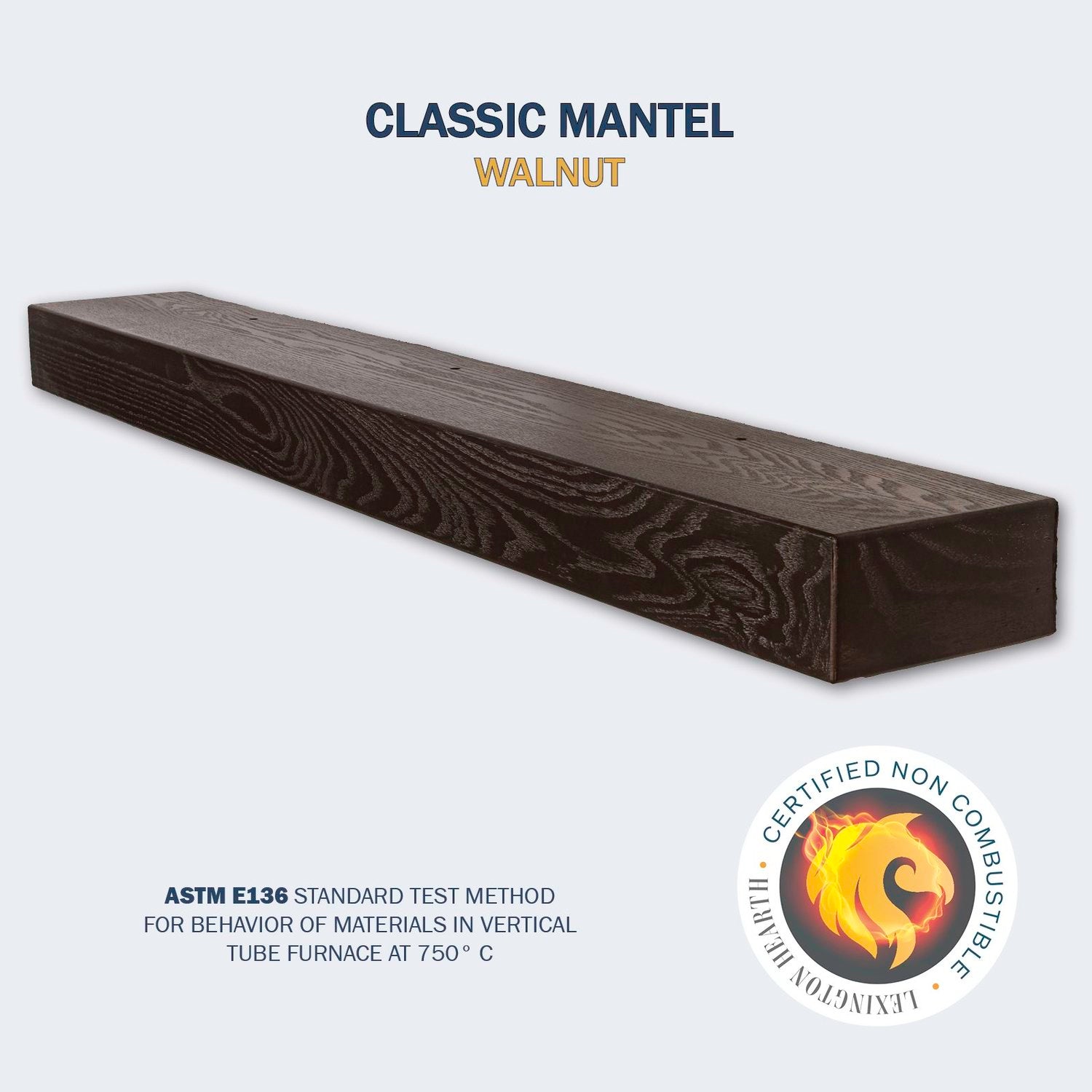 Lexington Hearth Classic 60" Walnut Non-Combustible Beam Mantel