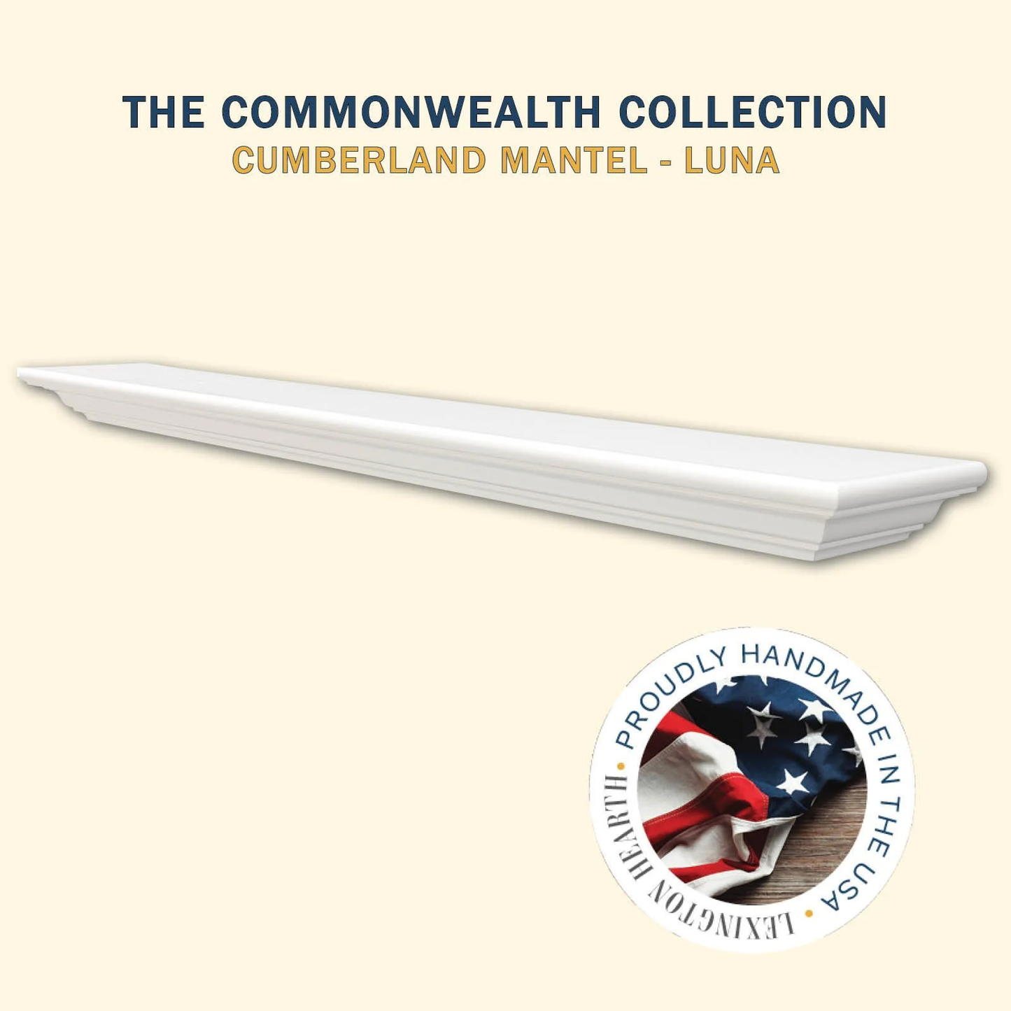 Lexington Hearth Cumberland 48" Luna White Wood Mantel Shelf Kit