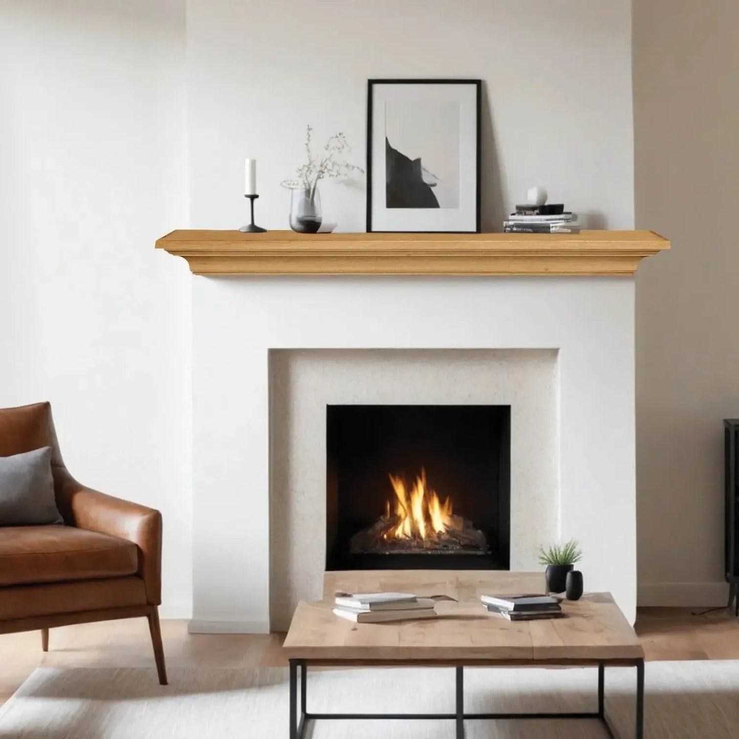 Lexington Hearth Cumberland 72" Honey Oak Wood Mantel Shelf Kit