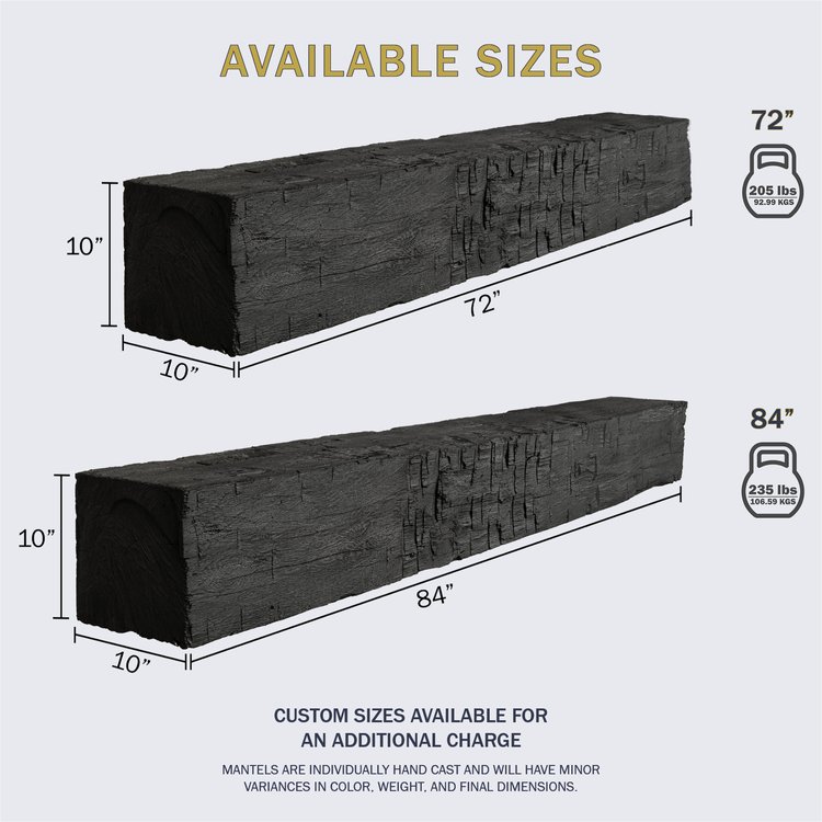 Lexington Hearth Farmhouse 72" Non-Combustible Eclipse Mantel Shelf Kit