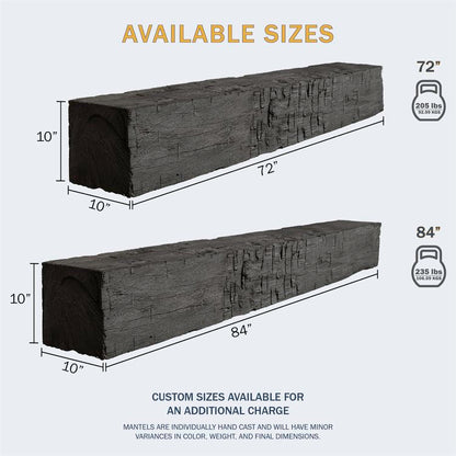 Lexington Hearth Farmhouse 72" Non-Combustible Eclipse Mantel Shelf Kit