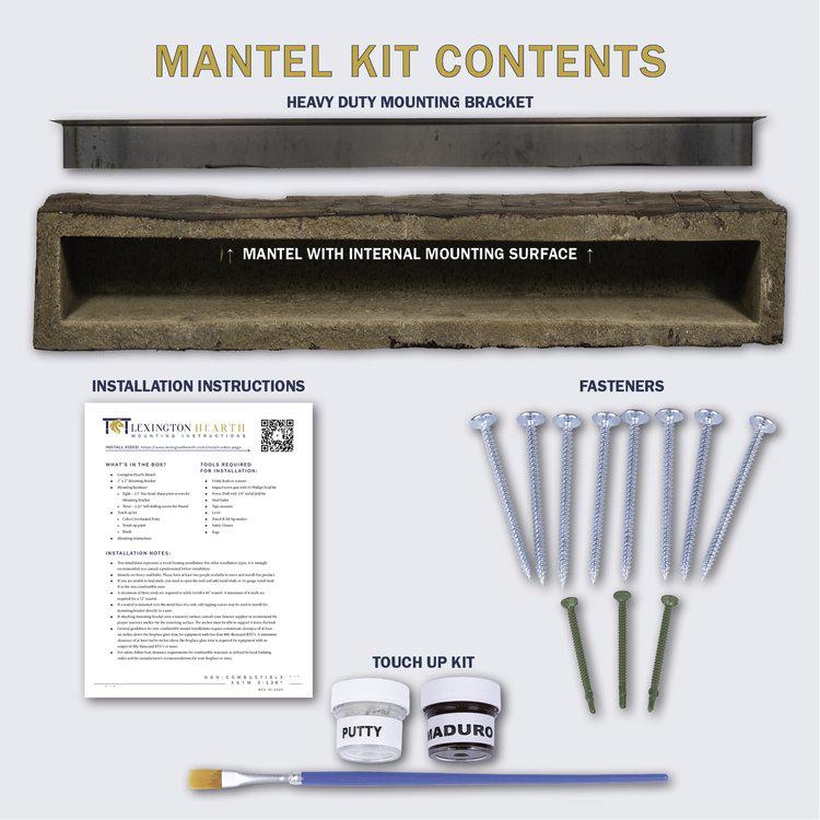 Lexington Hearth Farmhouse 72" Non-Combustible Eclipse Mantel Shelf Kit