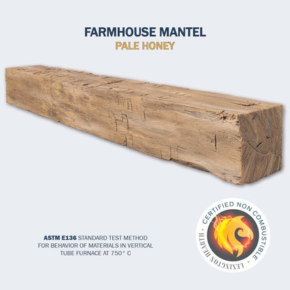 Lexington Hearth Farmhouse 84" Non-Combustible Pale Honey Mantel Shelf Kit