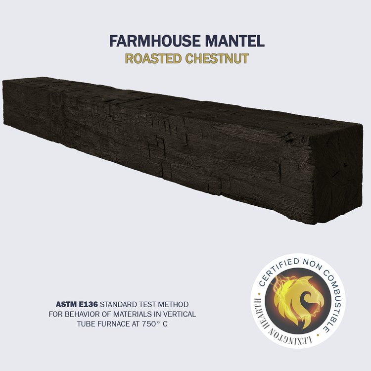 Lexington Hearth Farmhouse 84" Non-Combustible Roasted Chestnut Mantel Shelf Kit