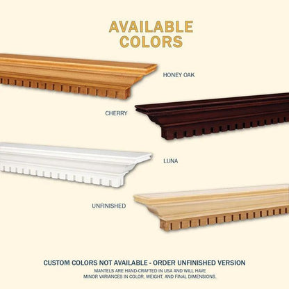 Lexington Hearth Federal 48" Honey Oak Wood Mantel Shelf Kit
