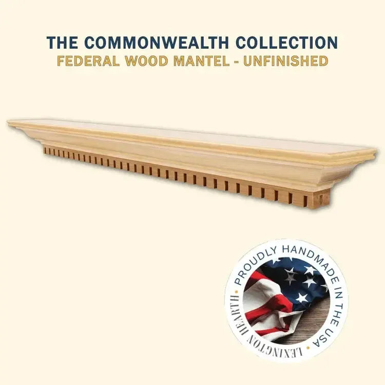 Lexington Hearth Federal 48" Unfinished Wood Mantel Shelf Kit