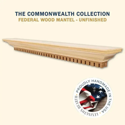 Lexington Hearth Federal 48" Unfinished Wood Mantel Shelf Kit