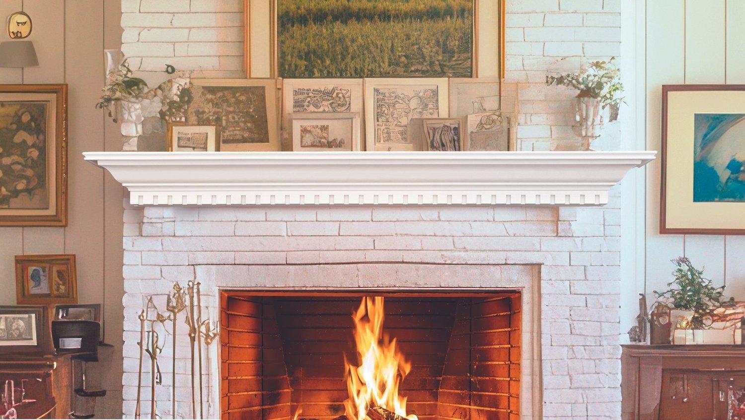Lexington Hearth Federal 72" Luna White Wood Mantel Shelf Kit