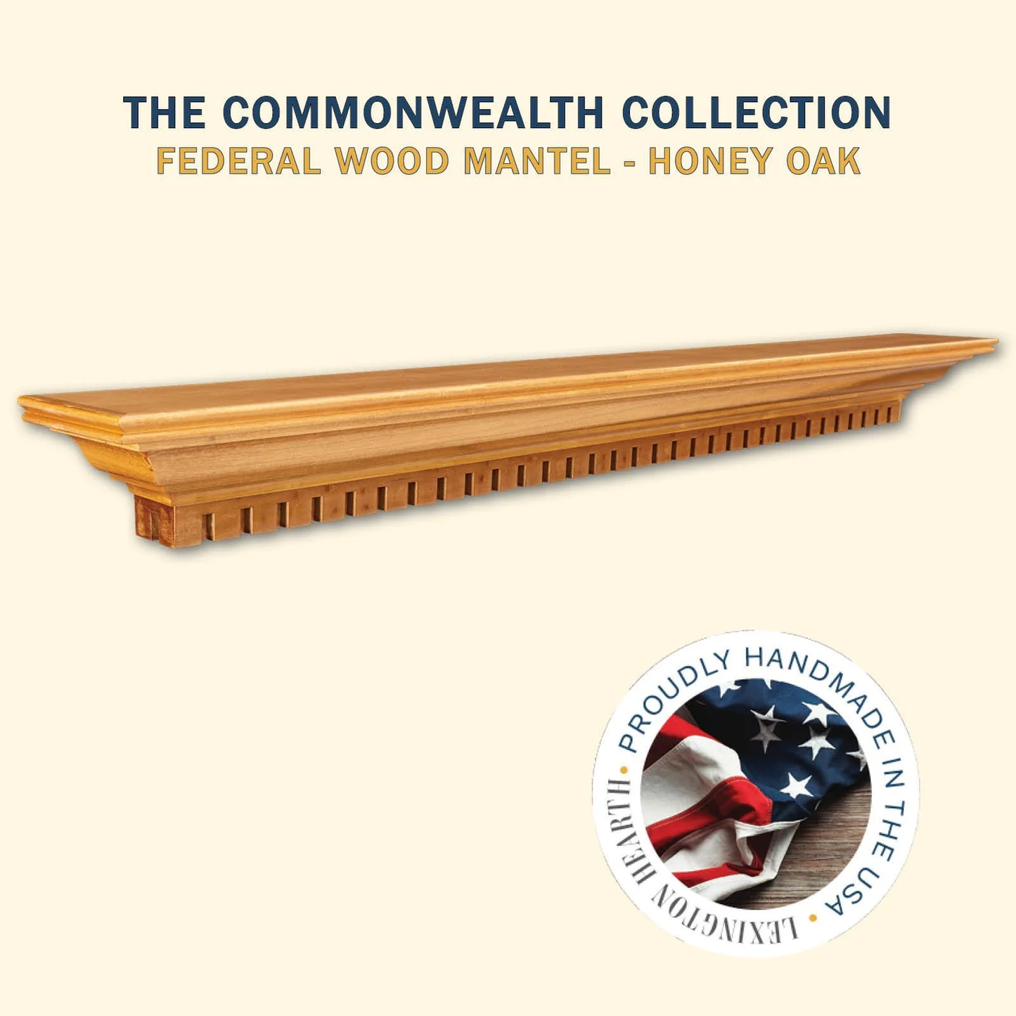 Lexington Hearth Federal 72" Honey Oak Wood Mantel Shelf Kit