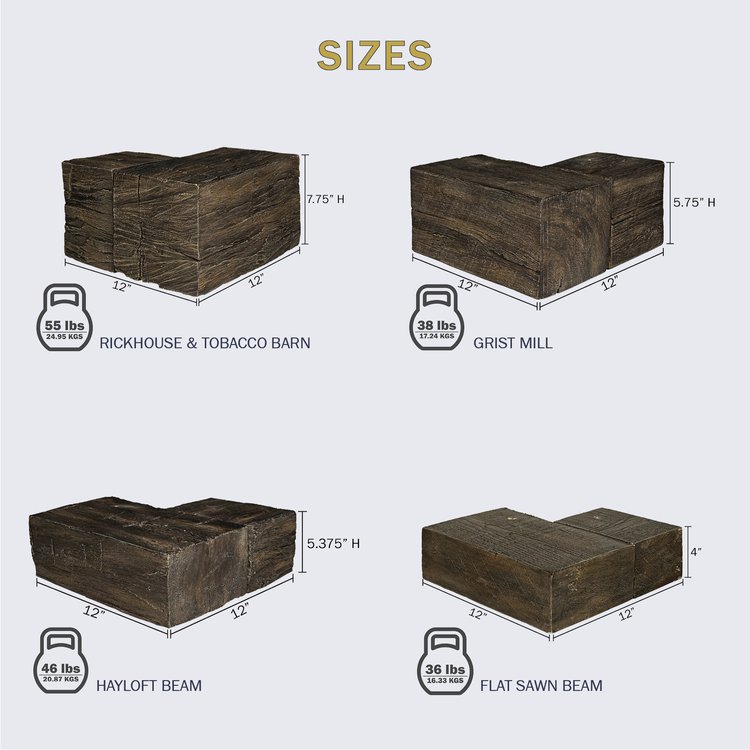 Lexington Hearth Flat Sawn 12" Weathered Gray Corner Mantel