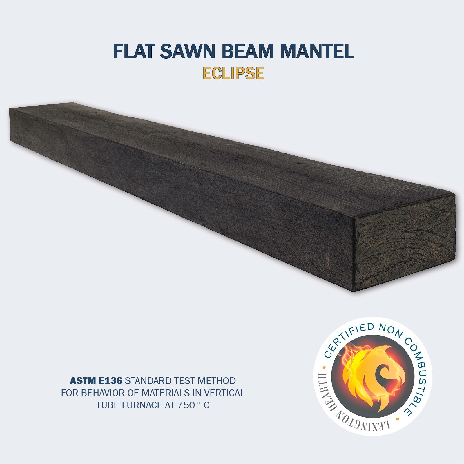 Lexington Hearth Flat Sawn Beam 48" Non-Combustible Eclipse Mantel Shelf Kit