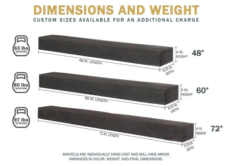 Lexington Hearth Flat Sawn Beam 48" Non-Combustible Maduro Mantel Shelf Kit