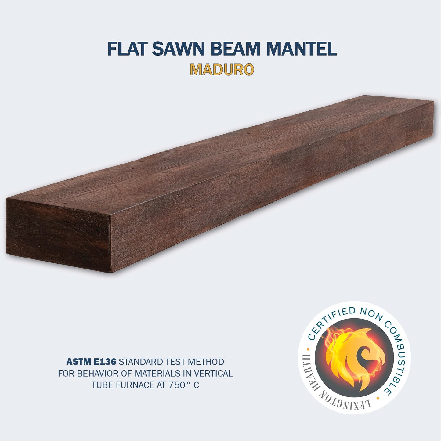 Lexington Hearth Flat Sawn Beam 48" Non-Combustible Maduro Mantel Shelf Kit