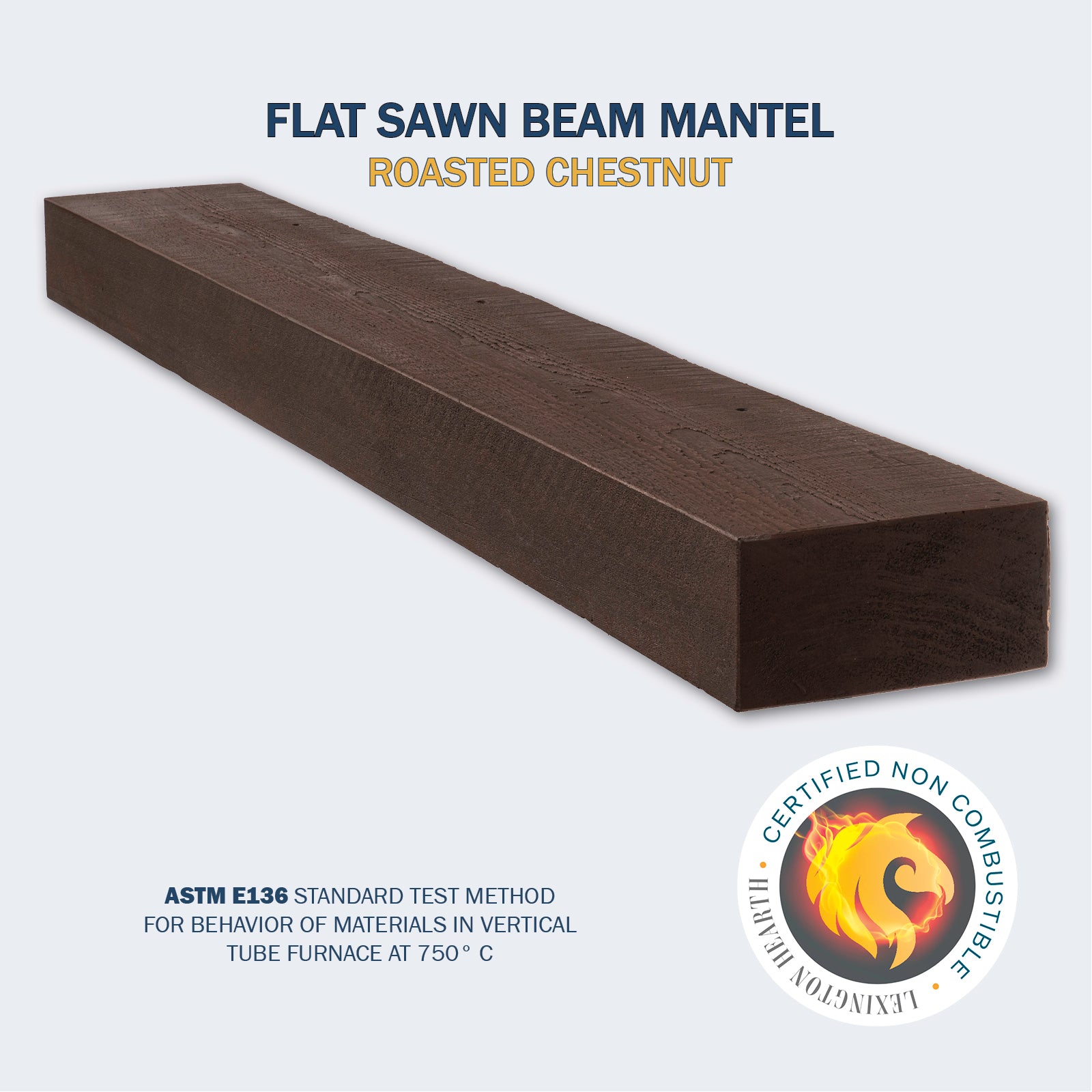 Lexington Hearth Flat Sawn Beam 60" Non-Combustible Roasted Chestnut Mantel Shelf Kit