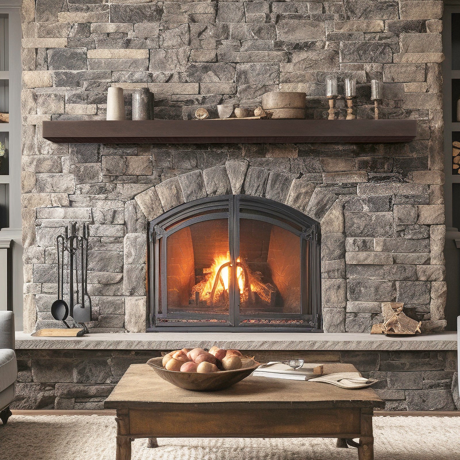 Lexington Hearth Flat Sawn Beam 60" Non-Combustible Roasted Chestnut Mantel Shelf Kit