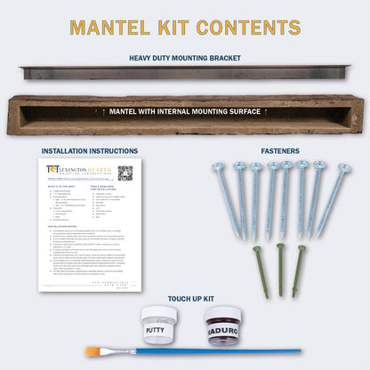 Lexington Hearth Flat Sawn Beam 48" Non-Combustible Weathered Gray Mantel Shelf Kit