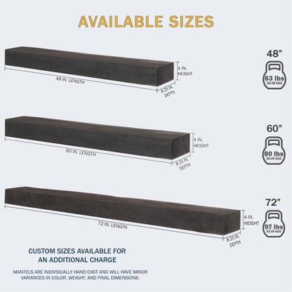 Lexington Hearth Flat Sawn Beam 72" Non-Combustible Maduro Mantel Shelf Kit