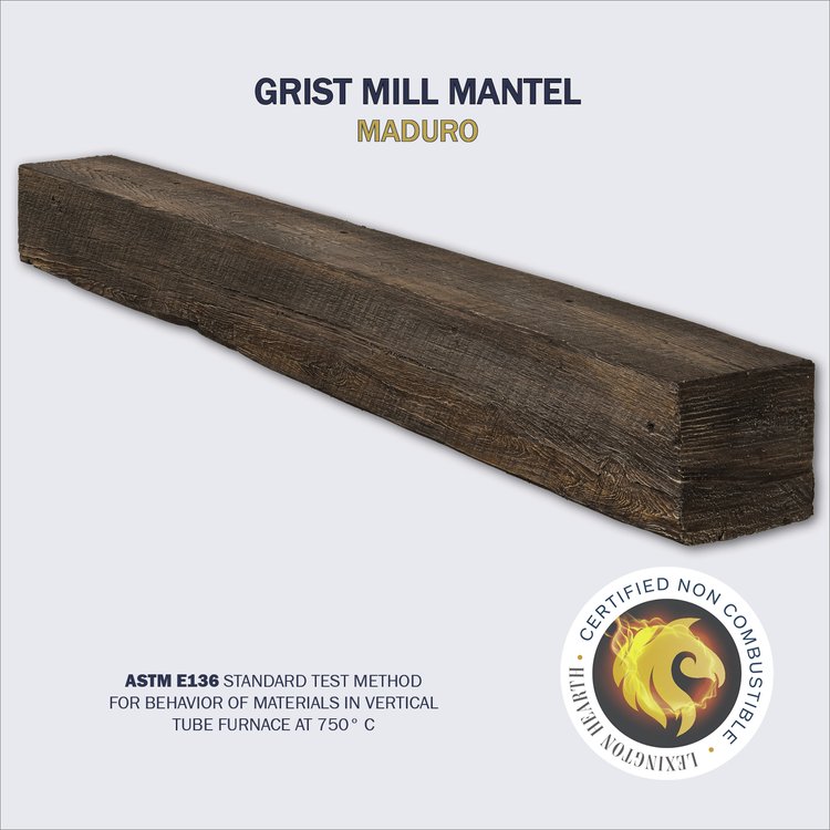 Lexington Hearth Grist Mill 60" Non-Combustible Maduro Mantel Shelf Kit