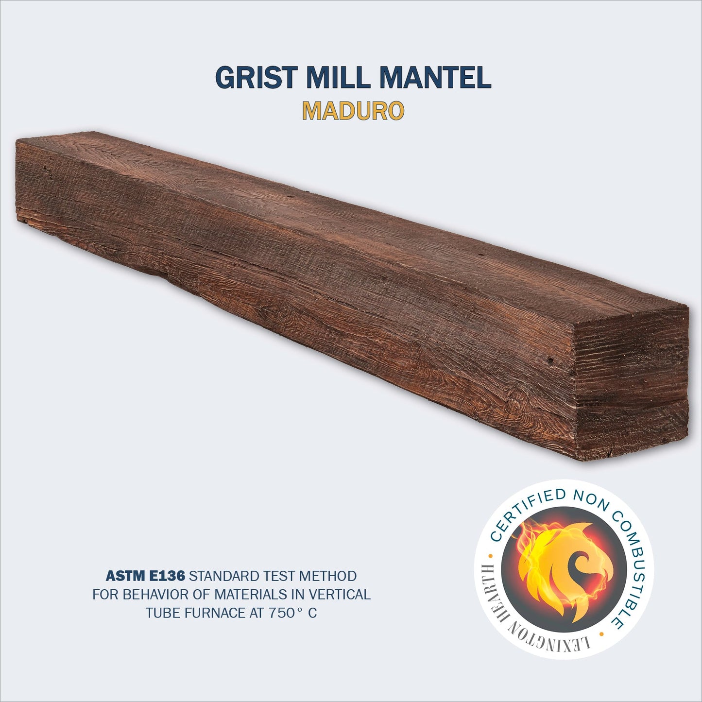 Lexington Hearth Grist Mill 72" Non-Combustible Maduro Mantel Shelf Kit
