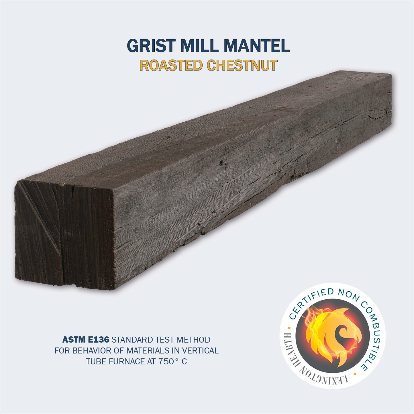 Lexington Hearth Grist Mill 72" Non-Combustible Roasted Chestnut Mantel Shelf Kit