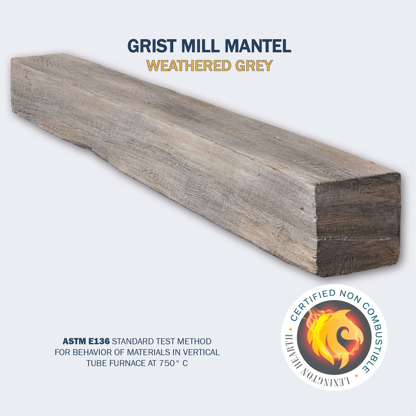 Lexington Hearth Grist Mill 72" Non-Combustible Weathered Gray Mantel Shelf Kit