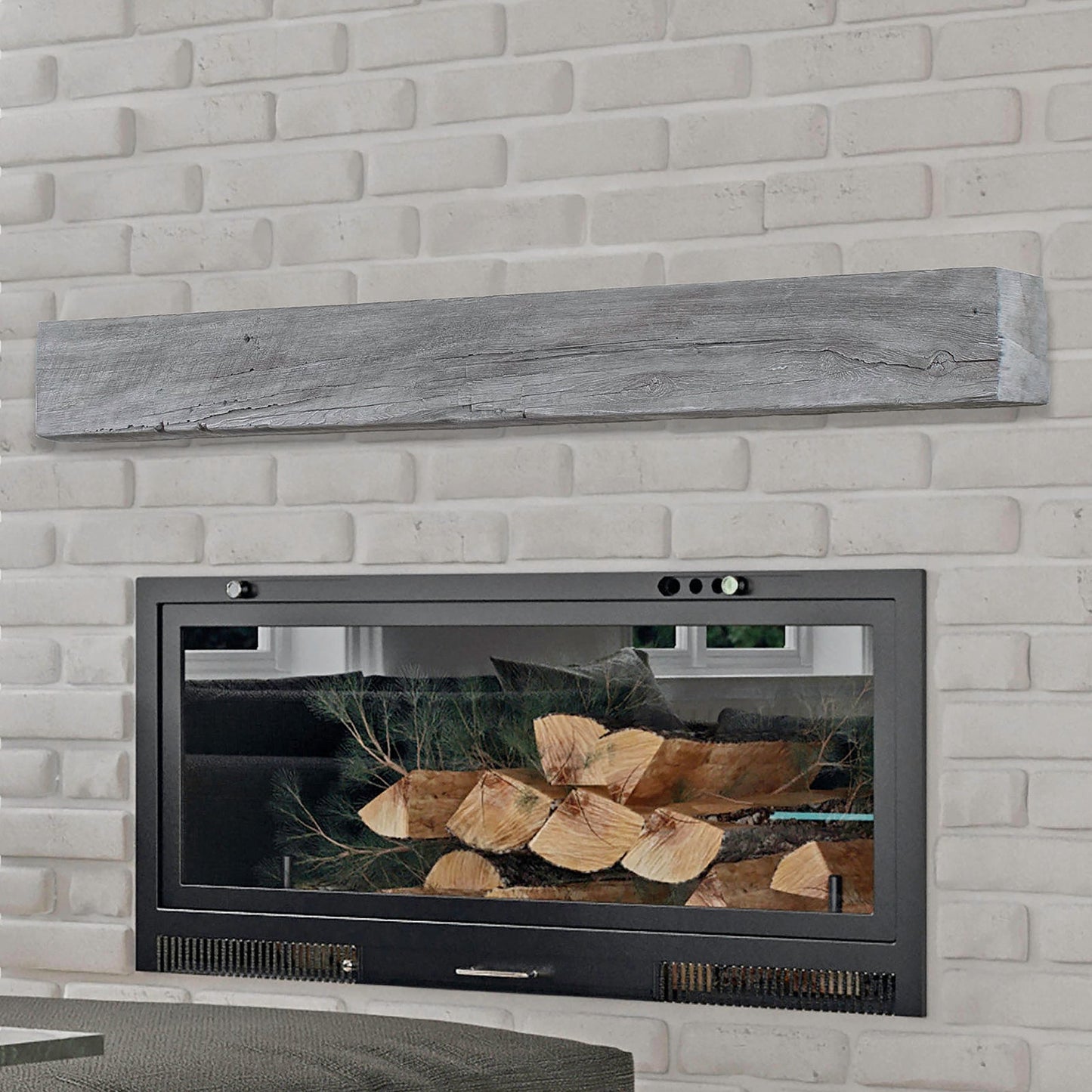 Lexington Hearth Grist Mill 72" Non-Combustible Weathered Gray Mantel Shelf Kit