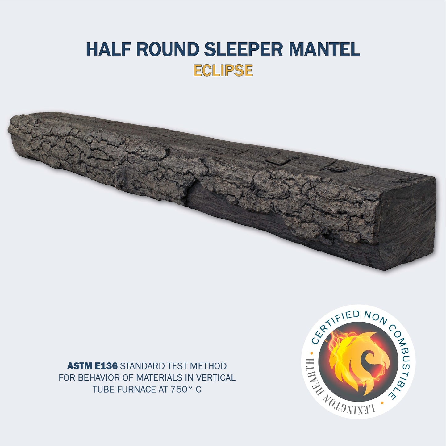 Lexington Hearth Half-Round Sleeper 72" Non-Combustible Eclipse Mantel Shelf Kit