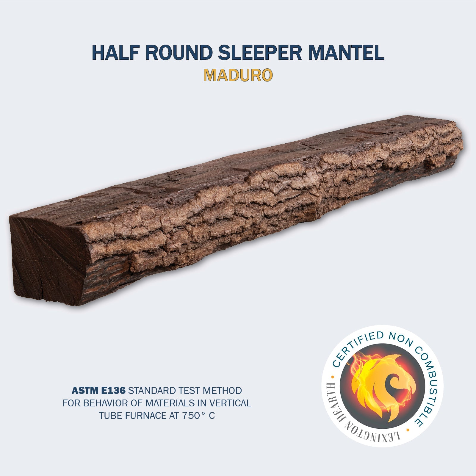 Lexington Hearth Half-Round Sleeper 72" Non-Combustible Maduro Mantel Shelf Kit